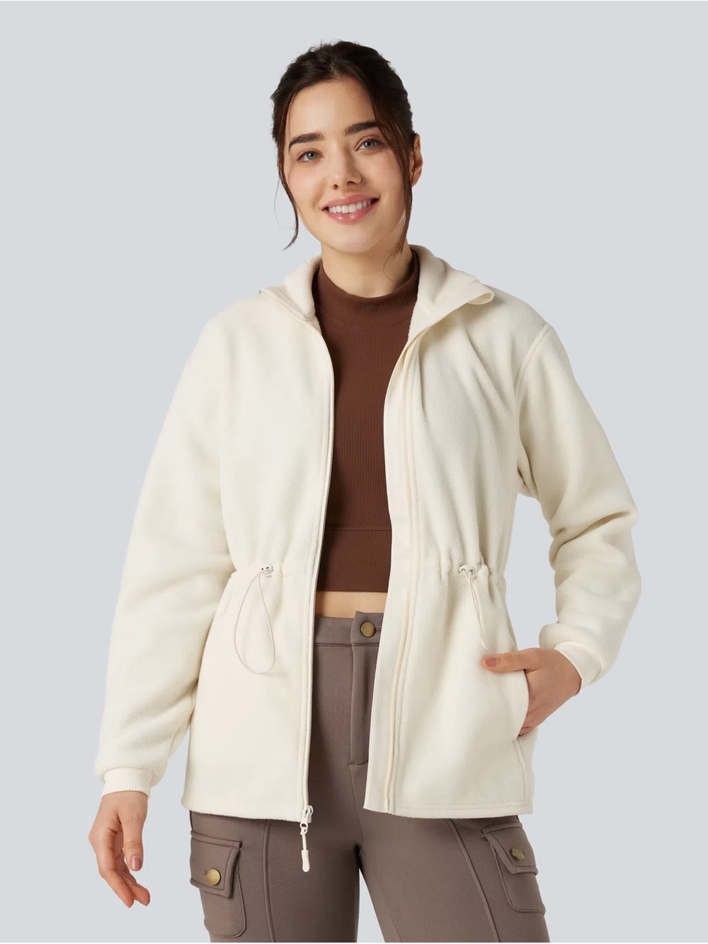 Halara Long Sleeve Fleece Hiking Jacket with Pockets
